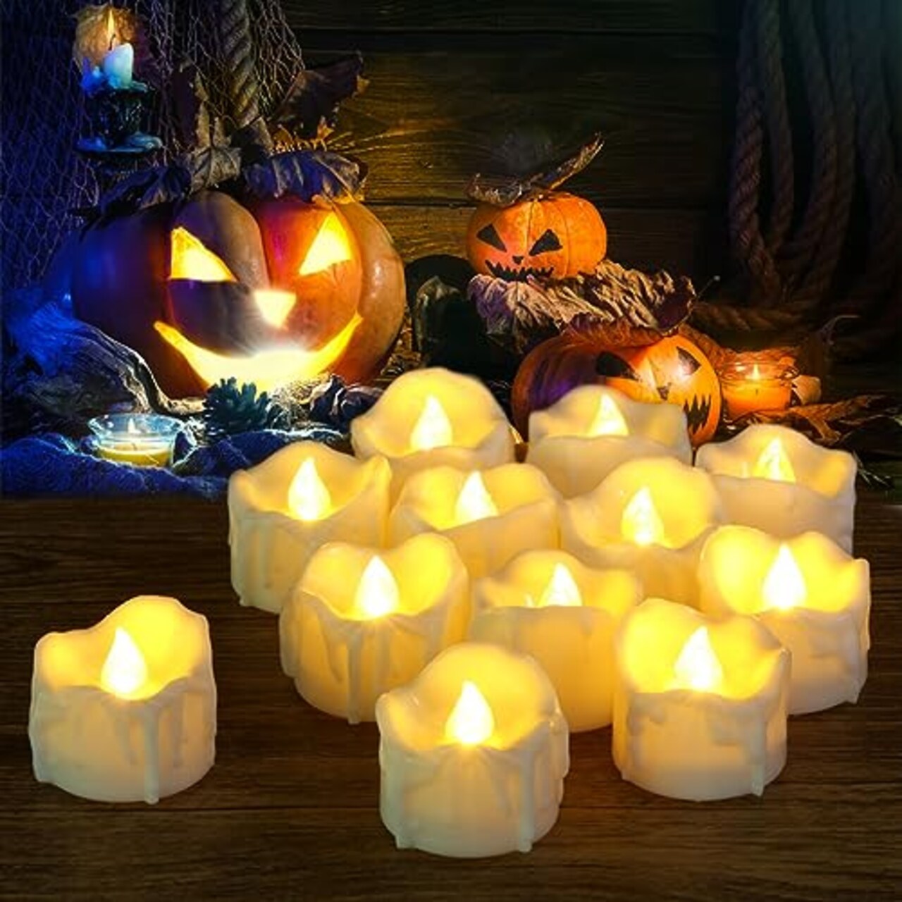 12 Pieces LED Timer Tea Lights Battery Operated, Flameless Flickering Timer Votive Tealight Fake Candle Bulk for Christmas Halloween Decorations